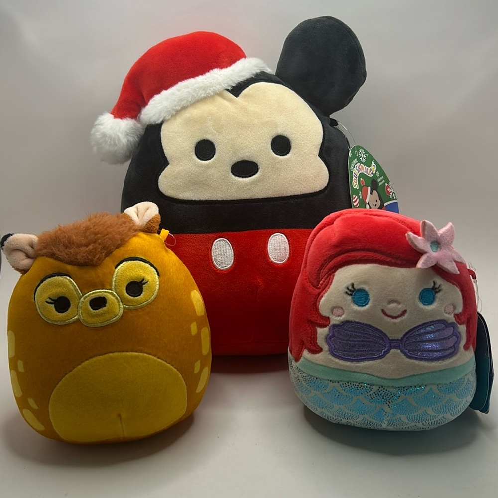 Disney squishmallows mickey ariel bambi lot of 3